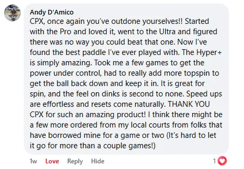Facebook review from Hyper+ owner