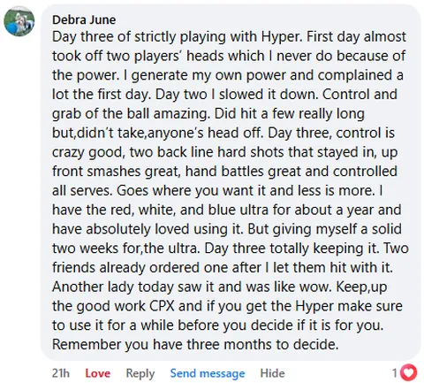 Facebook review from Hyper+ owner